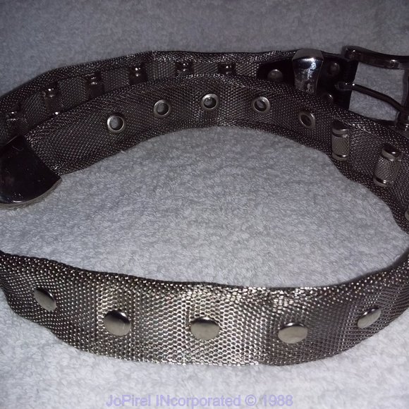 Vintage French Silver Metal Mesh Woven Decoratated Designer Belt